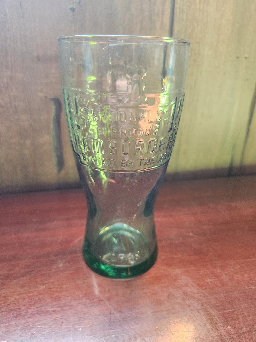 Vintage McDonald's 1948 Green Glass Collector Tumbler 15 Cent Hamburgers